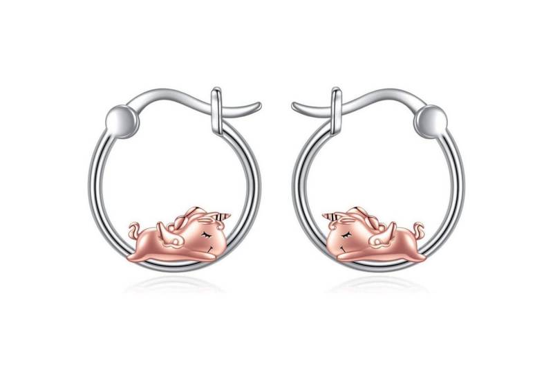 LuxusKollektion Schmuckset Creolen 925 Sterling Silber Bulldogge Katze Damen Einhorn von LuxusKollektion