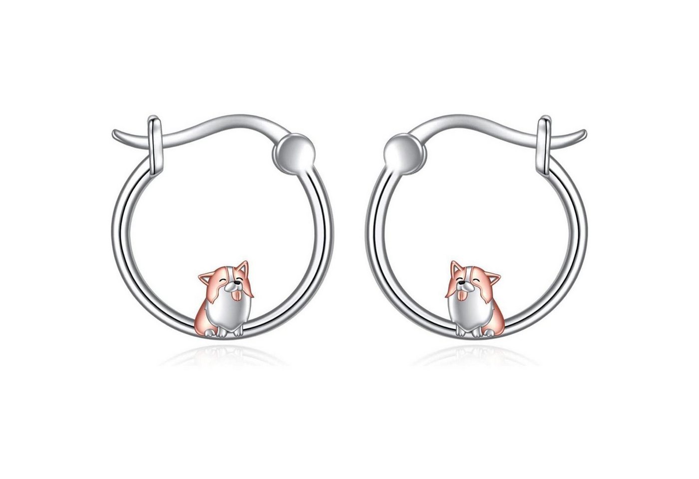 LuxusKollektion Schmuckset Creolen 925 Sterling Silber Bulldogge Katze Damen Mädchen Corgi 02 von LuxusKollektion