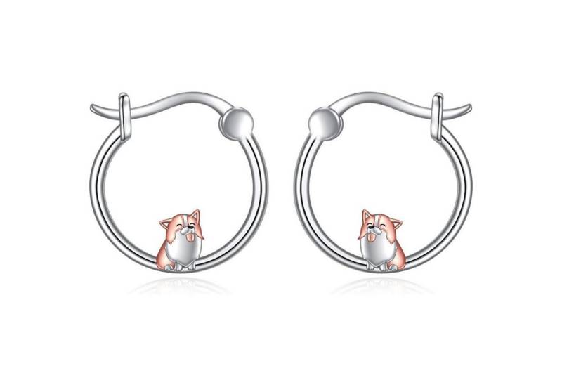 LuxusKollektion Schmuckset Creolen 925 Sterling Silber Bulldogge Katze Damen Mädchen Corgi 02 von LuxusKollektion