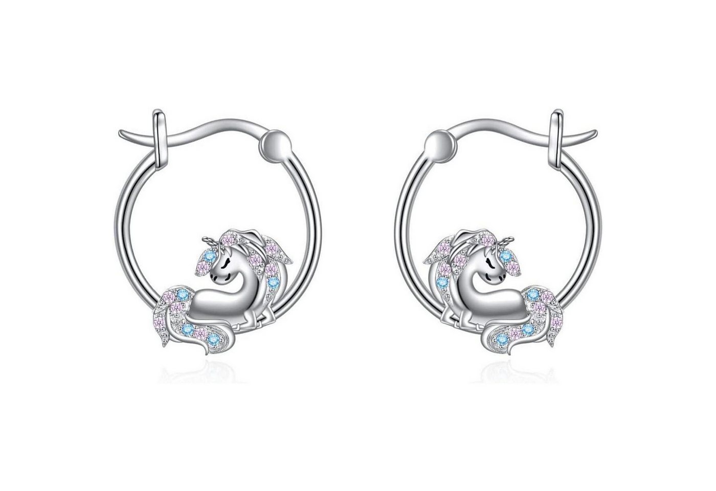 LuxusKollektion Schmuckset Creolen 925 Sterling Silber Bulldogge Katze Damen Mädchen Einhorn-2 von LuxusKollektion