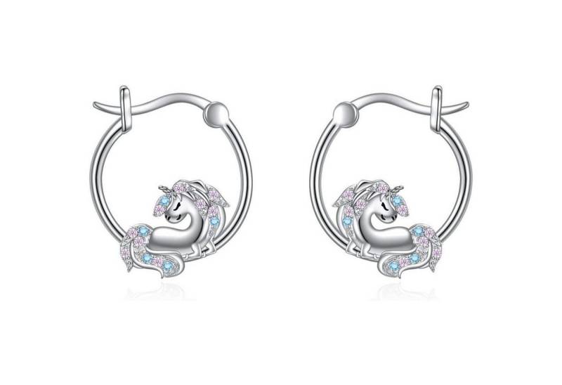 LuxusKollektion Schmuckset Creolen 925 Sterling Silber Bulldogge Katze Damen Mädchen Einhorn-2 von LuxusKollektion