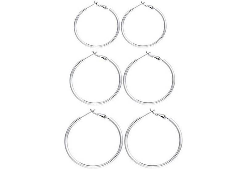 LuxusKollektion Schmuckset Creolen 925 Sterling Silber Damen Hypoallergen Silber-50 60 70mm von LuxusKollektion