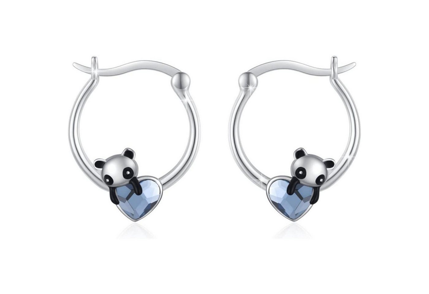 LuxusKollektion Schmuckset Creolen 925 Sterling Silber Schildkröte Pinguin Waschbär Panda Creolen von LuxusKollektion