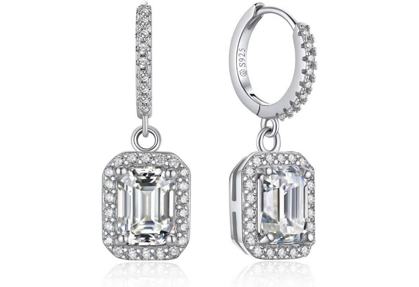 LuxusKollektion Schmuckset Creolen Anhänger Moissanite 2 Karat Silber 925 E-Emerald Anhänger von LuxusKollektion
