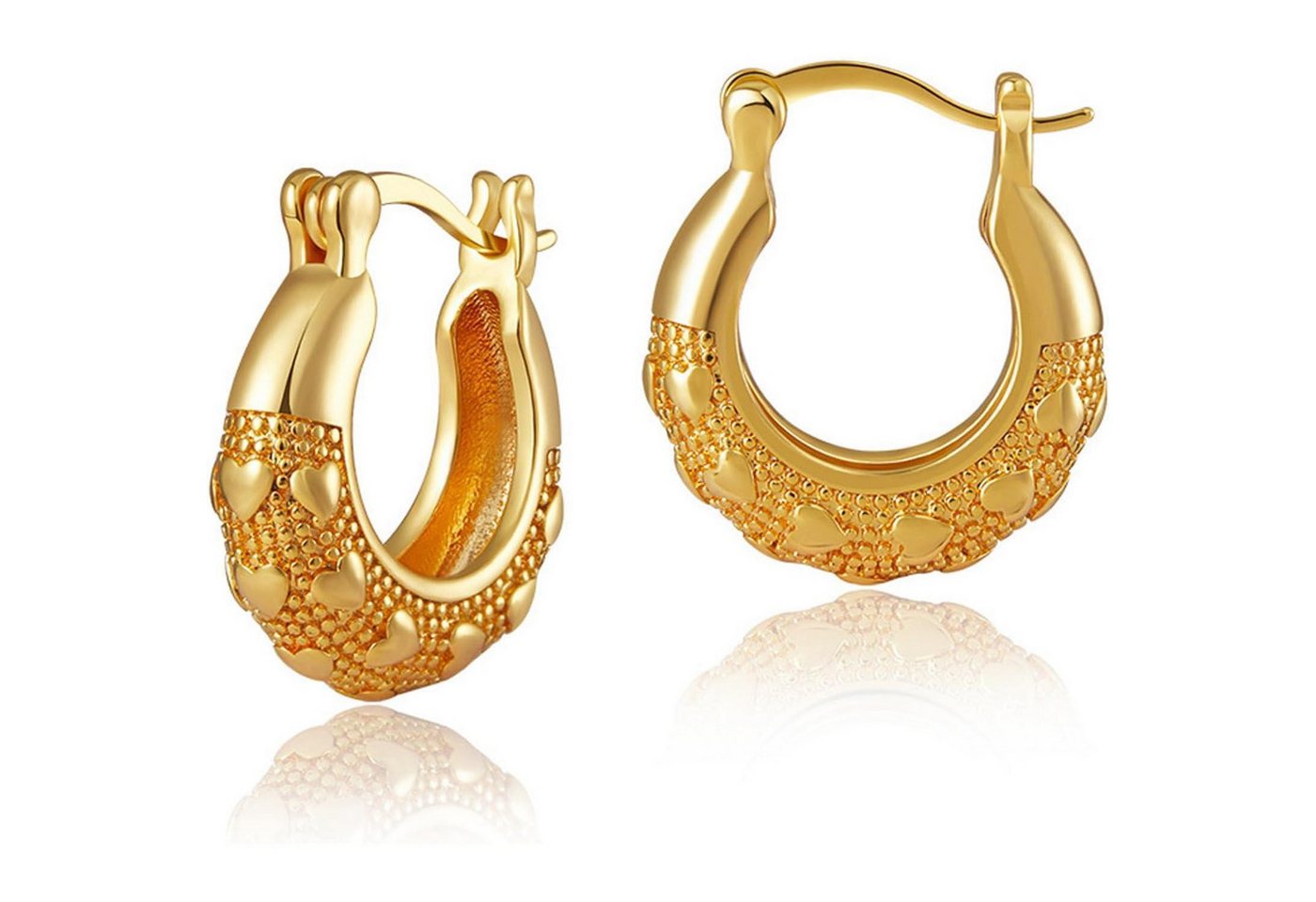 LuxusKollektion Schmuckset Creolen Damen 18K Gold Huggie Knorpel Klobig Gold3 von LuxusKollektion