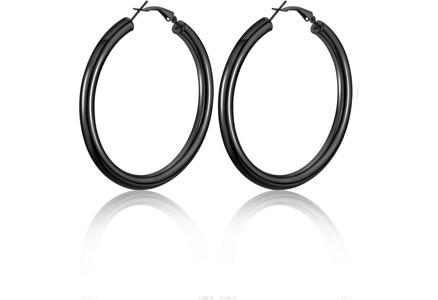 LuxusKollektion Schmuckset Creolen Damen Edelstahl 18k vergoldet 5mm 30mm 80mm 01-schwarz-60mm von LuxusKollektion