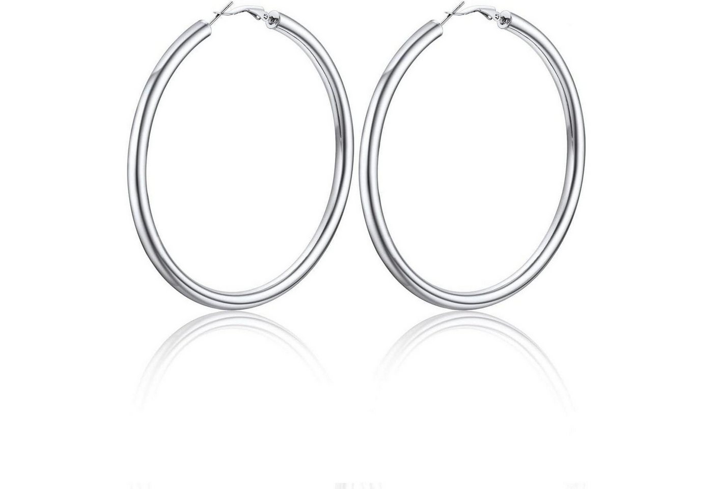 LuxusKollektion Schmuckset Creolen Damen Edelstahl 18k vergoldet 5mm 30mm 80mm 01-silber-80mm von LuxusKollektion