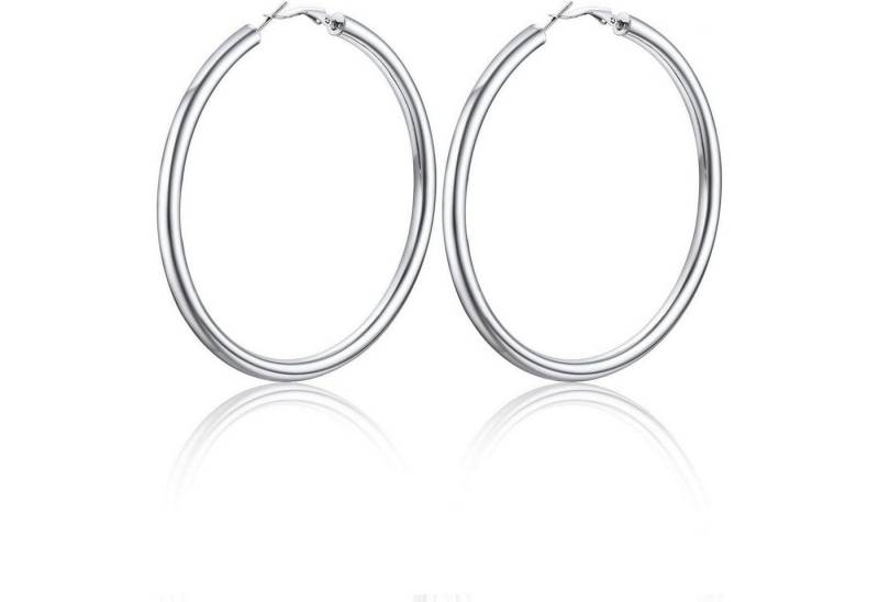 LuxusKollektion Schmuckset Creolen Damen Edelstahl 18k vergoldet 5mm 30mm 80mm 01-silber-80mm von LuxusKollektion