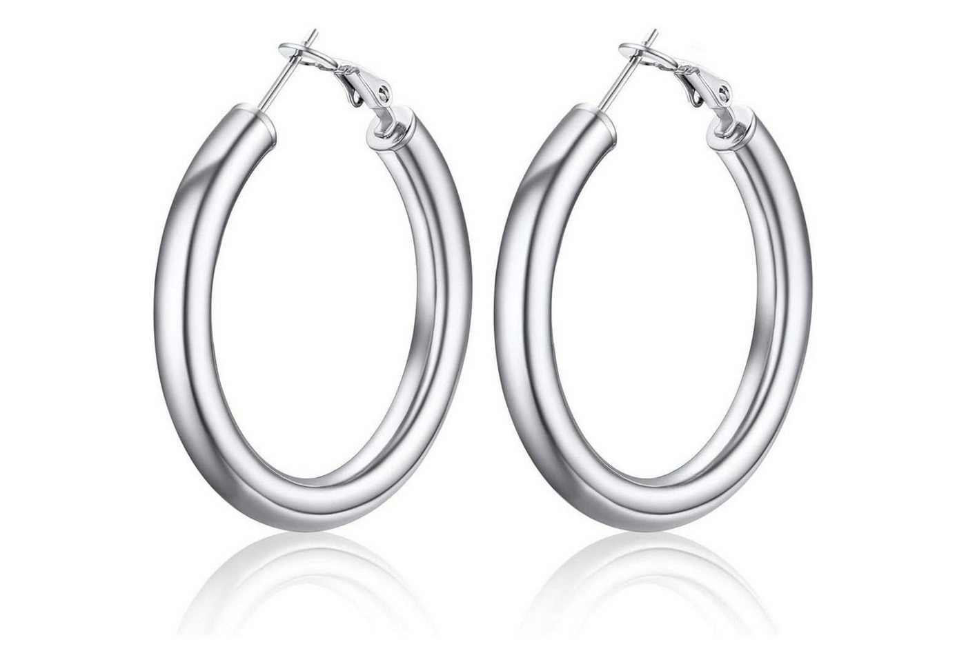 LuxusKollektion Schmuckset Creolen Damen Hoop Edelstahl 18K Vergoldet 5mm 30mm 01-silber-40mm von LuxusKollektion