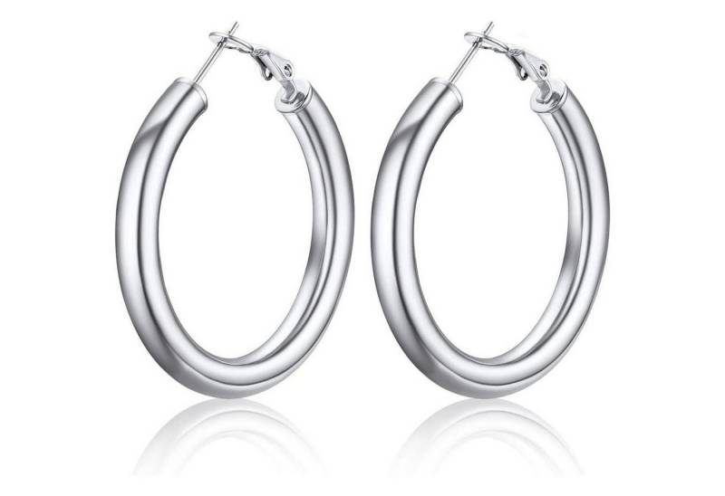 LuxusKollektion Schmuckset Creolen Damen Hoop Edelstahl 18K Vergoldet 5mm 30mm 01-silber-40mm von LuxusKollektion