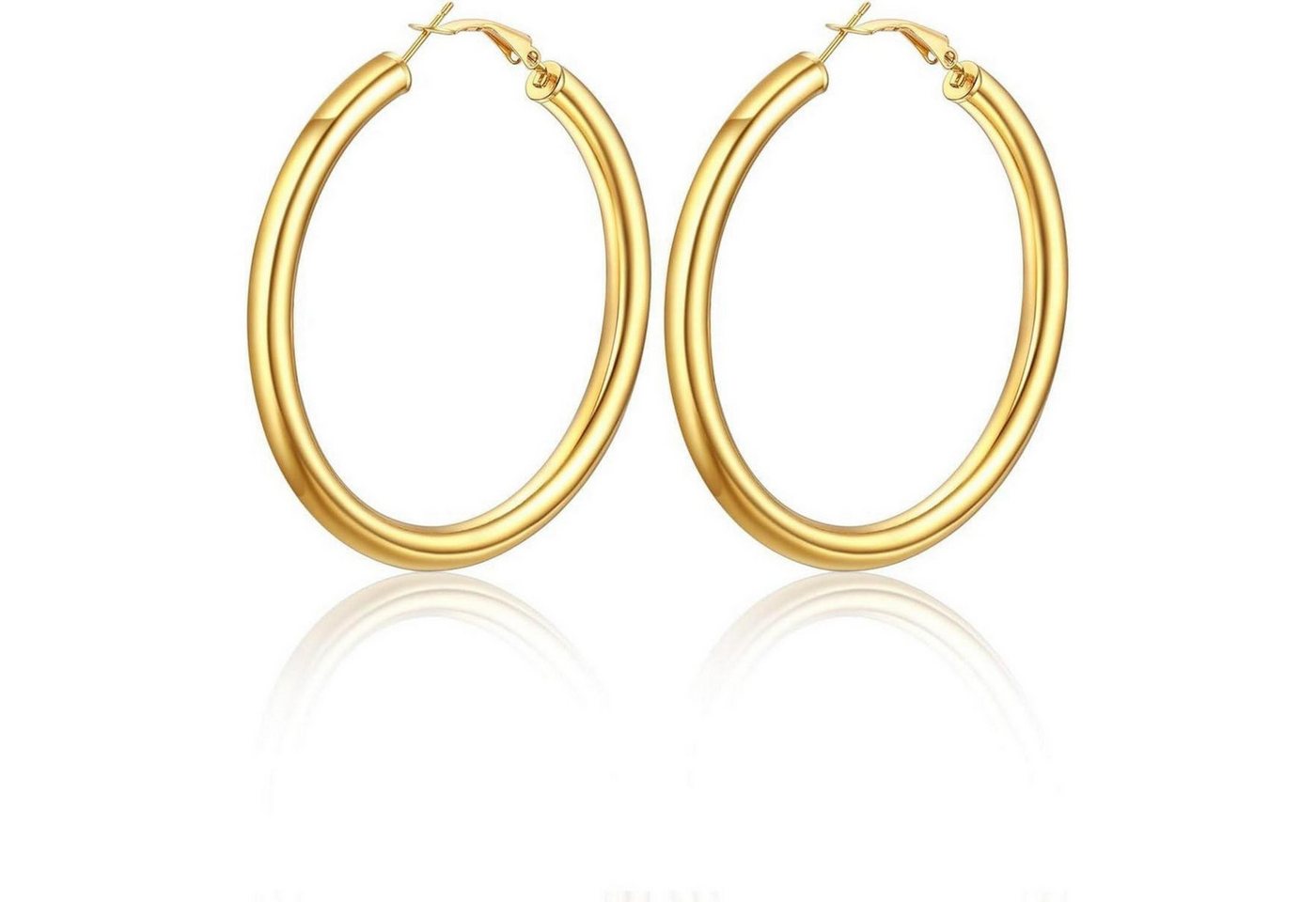 LuxusKollektion Schmuckset Creolen Damen Ohrringe Edelstahl 18K Vergoldet 60mm 5mm 01-gold-60mm von LuxusKollektion