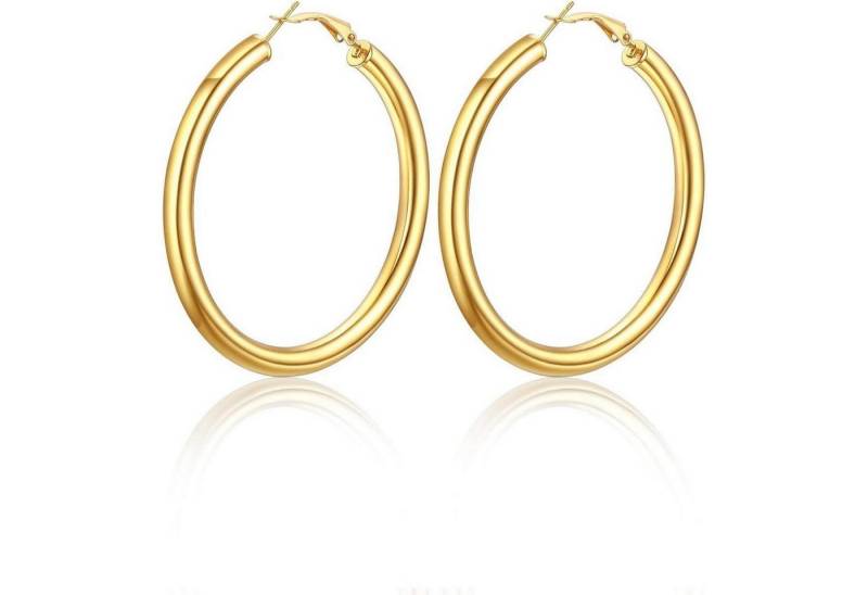 LuxusKollektion Schmuckset Creolen Damen Ohrringe Edelstahl 18K Vergoldet 60mm 5mm 01-gold-60mm von LuxusKollektion