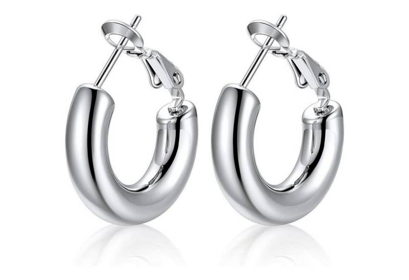 LuxusKollektion Schmuckset Creolen Damen Ohrringe Edelstahl 18k vergoldet 30mm 01-Silber-20mm von LuxusKollektion