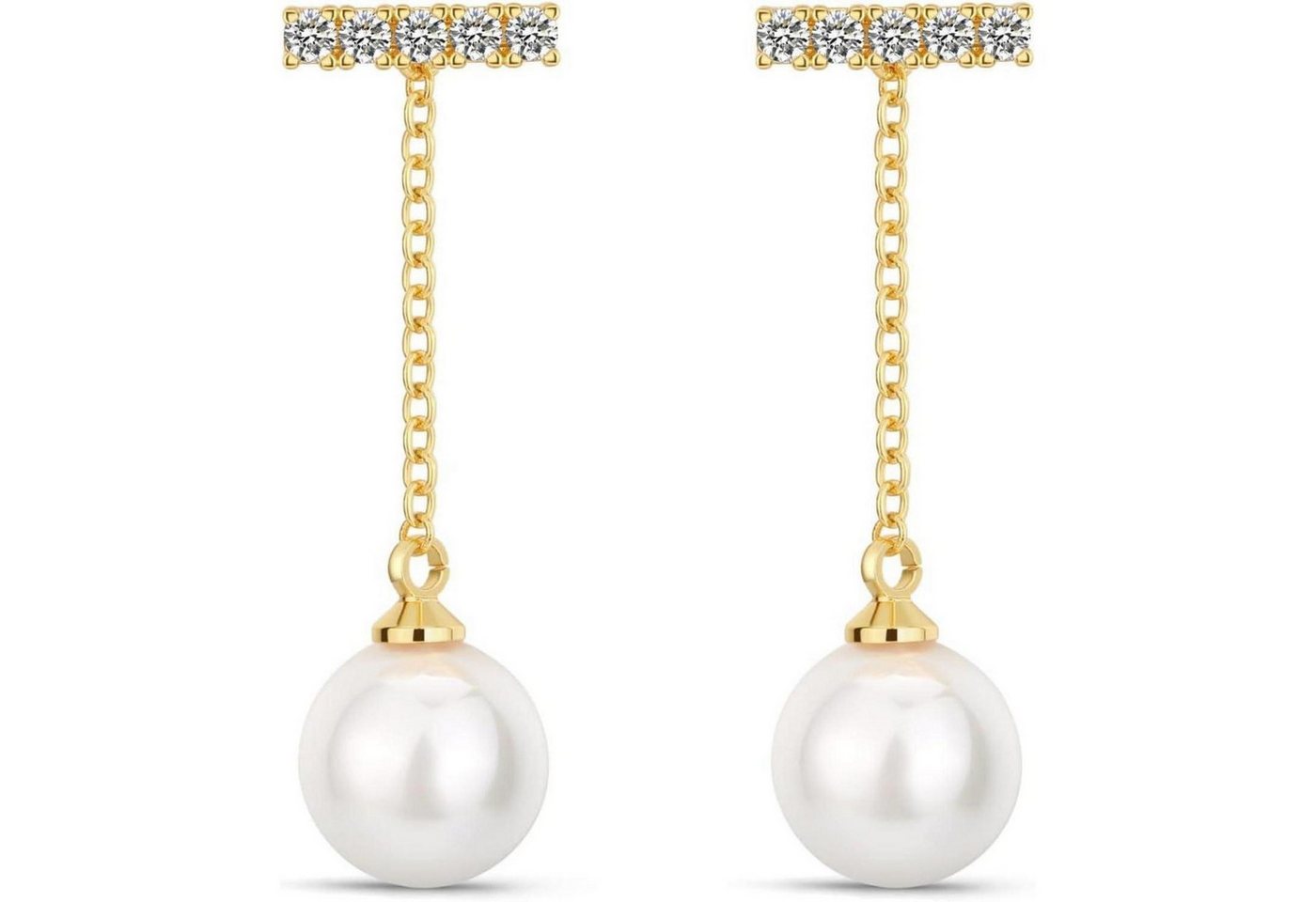 LuxusKollektion Schmuckset Creolen Damen Silber 925 Chunky C-Gold Lange Quaste Perle Ohrringe von LuxusKollektion