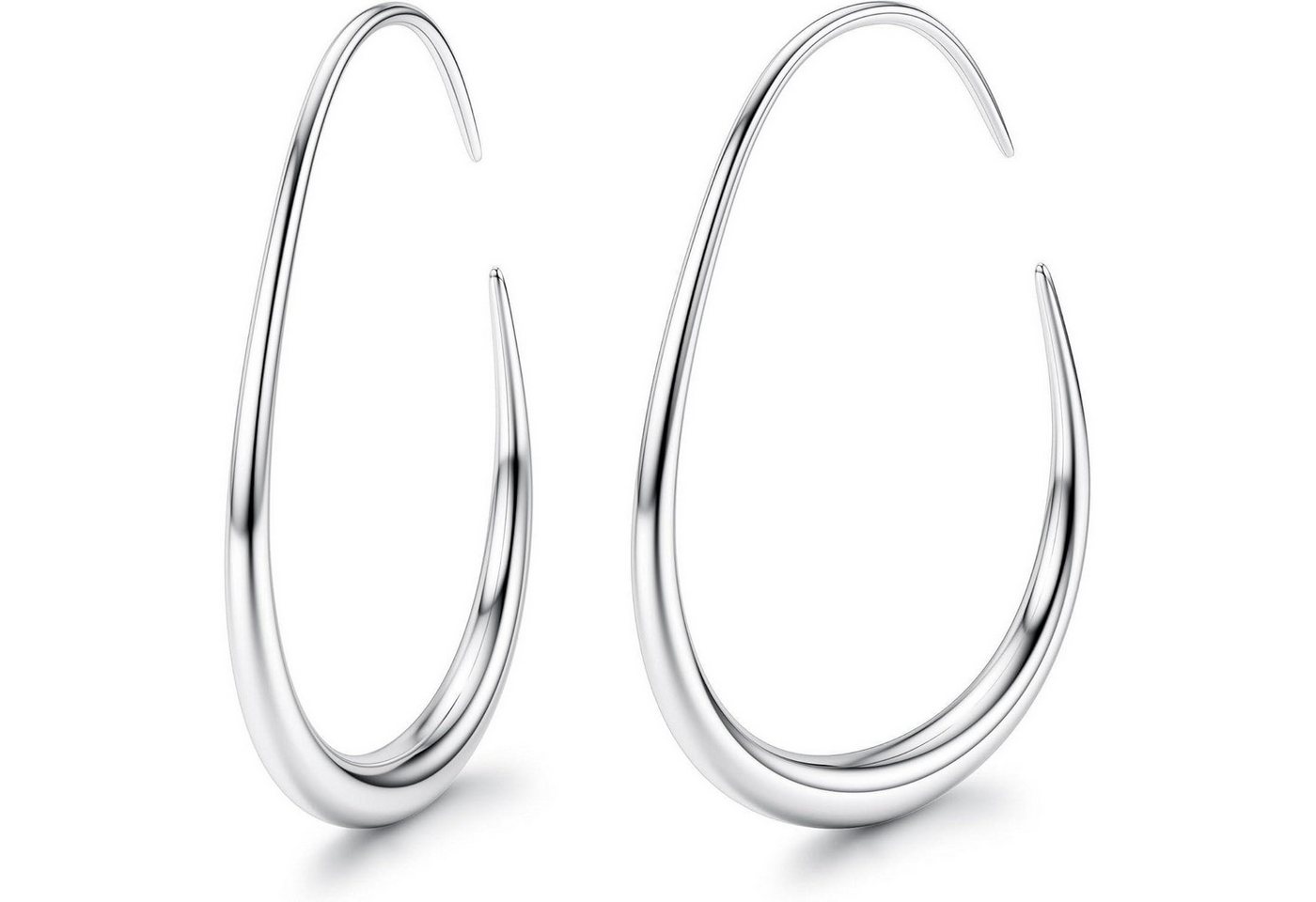 LuxusKollektion Schmuckset Creolen Edelstahl Damen 18K Gold Hypoallergen Oval 40MM Silber OD 40MM von LuxusKollektion