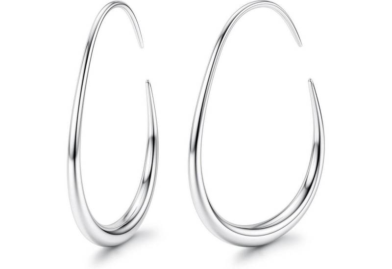 LuxusKollektion Schmuckset Creolen Edelstahl Damen 18K Gold Hypoallergen Oval 40MM Silber OD 40MM von LuxusKollektion