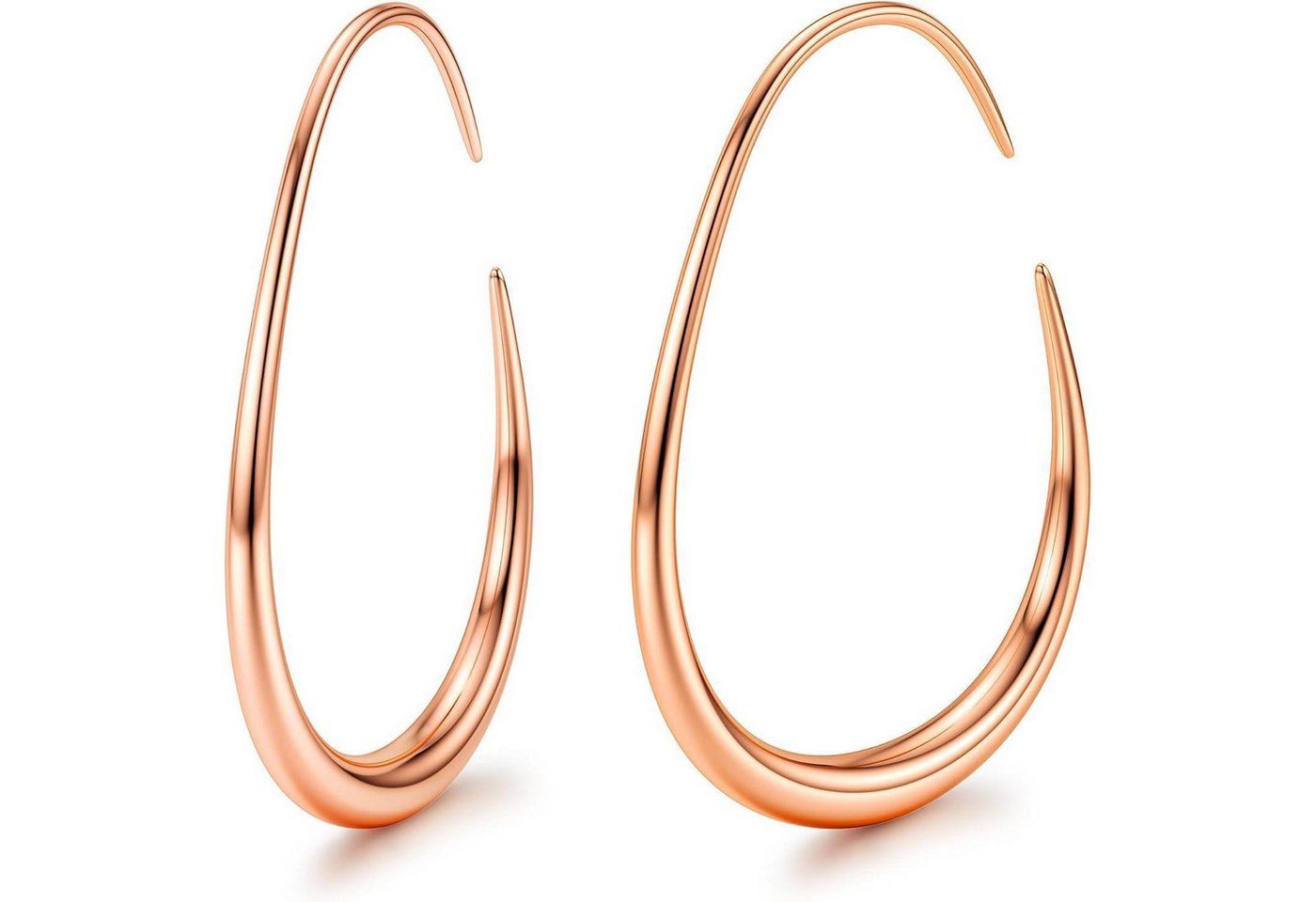 LuxusKollektion Schmuckset Creolen Edelstahl Damen 18K Gold Hypoallergen Oval Roségold OD 40MM von LuxusKollektion