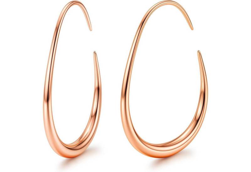 LuxusKollektion Schmuckset Creolen Edelstahl Damen 18K Gold Hypoallergen Oval Roségold OD 40MM von LuxusKollektion