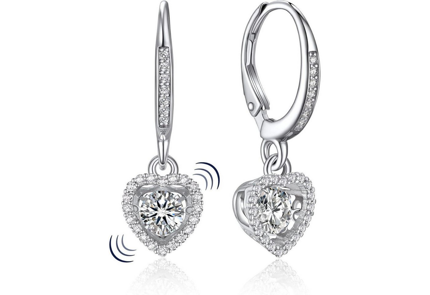 LuxusKollektion Schmuckset Creolen Moissanite 2 Karat Silber 925 C-Herz Tanz Anhänger von LuxusKollektion