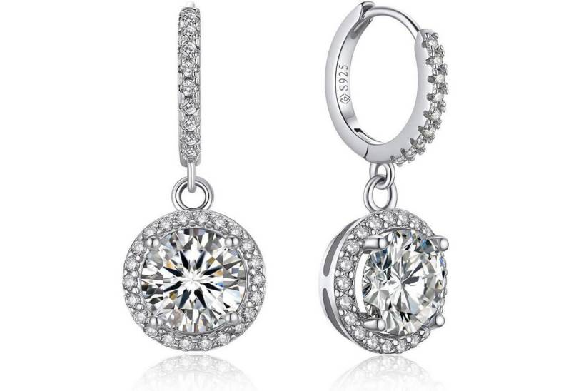 LuxusKollektion Schmuckset Creolen Moissanite 2 Karat Silber 925 Geschenkbox A-Halo Anhänger von LuxusKollektion