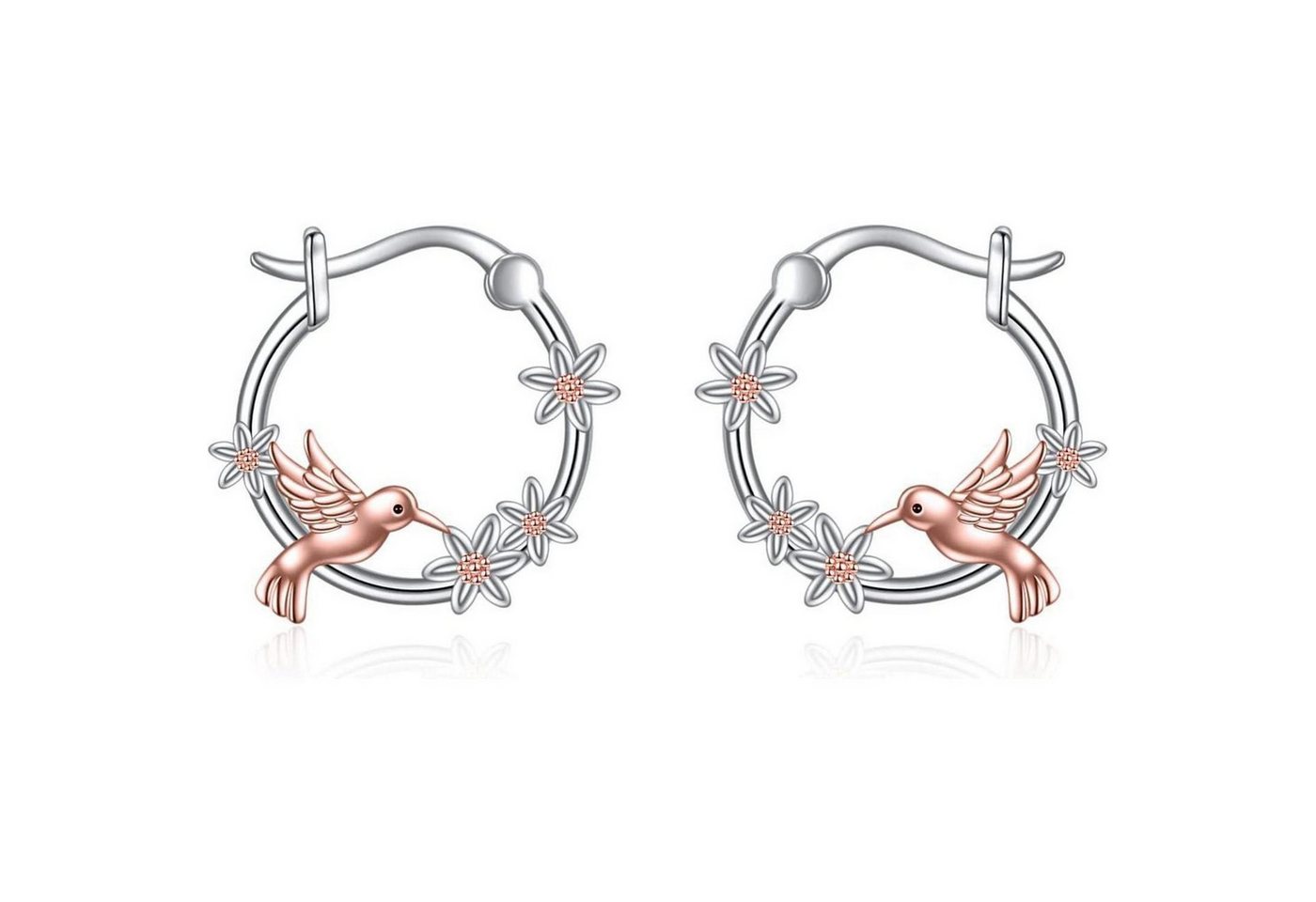 LuxusKollektion Schmuckset Creolen Ohrringe 925 Silber Bulldogge Schwarze Katze Damen Kolibri von LuxusKollektion