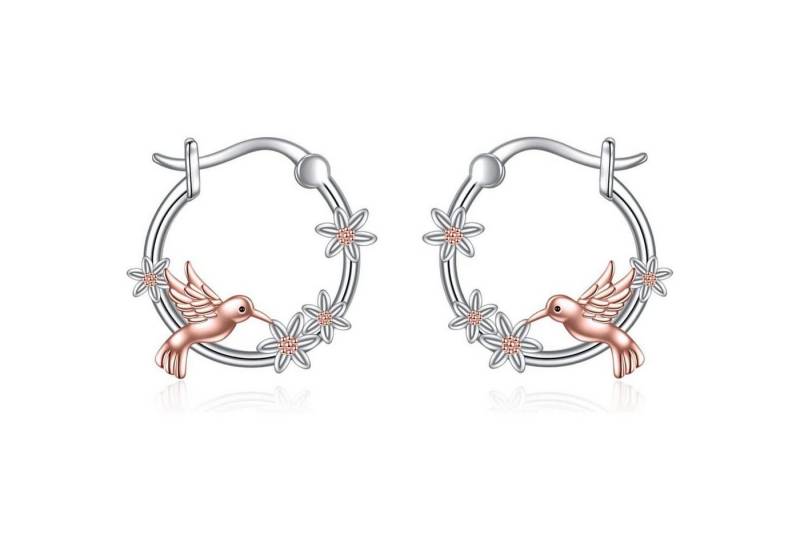 LuxusKollektion Schmuckset Creolen Ohrringe 925 Silber Bulldogge Schwarze Katze Damen Kolibri von LuxusKollektion