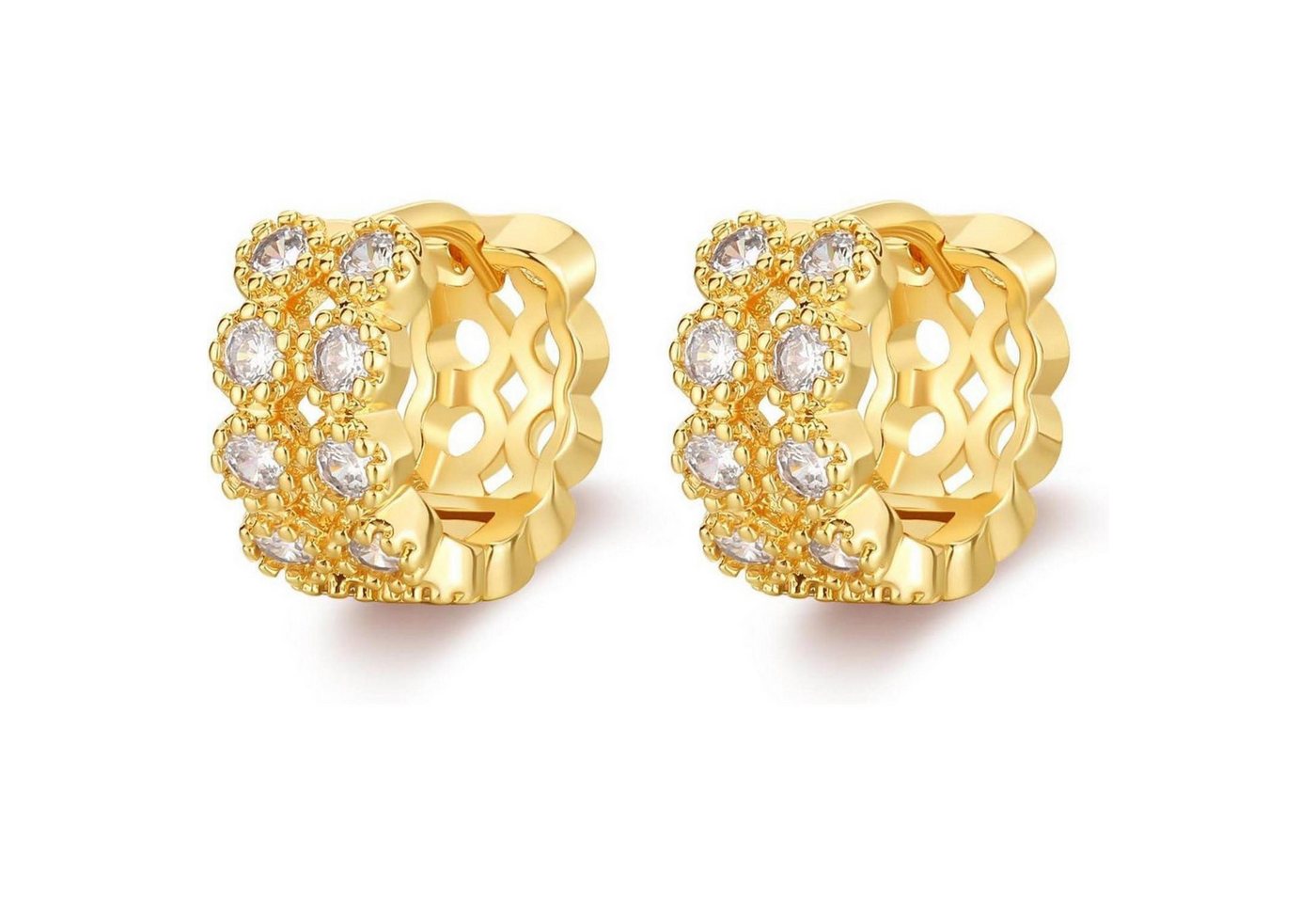 LuxusKollektion Schmuckset Creolen Ohrringe Silber 925 Damen Chunky Hypoallergen B-Ohrringe Gold von LuxusKollektion