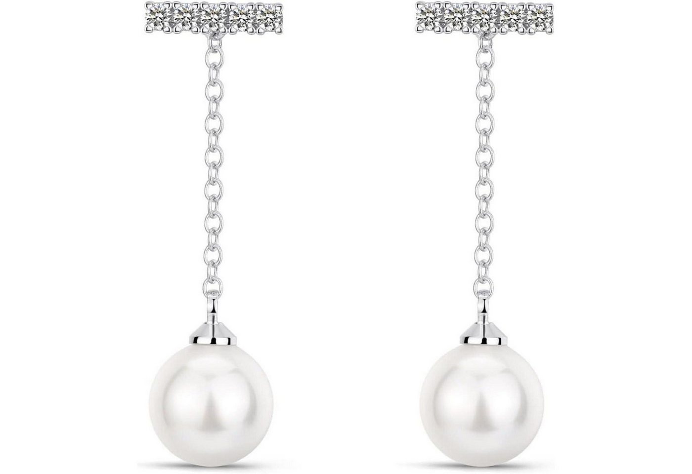 LuxusKollektion Schmuckset Creolen Silber 925 Damen Chunky C-SilberLange Quaste Perle Ohrringe von LuxusKollektion