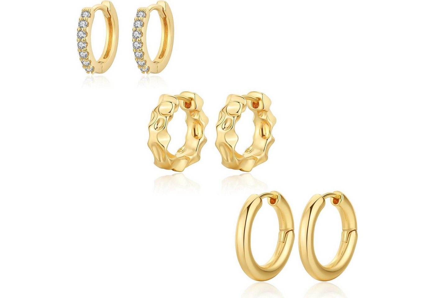 LuxusKollektion Schmuckset Creolen Silber 925 Damen Chunky Hypoallergen Hoops D-Ohrringe Gold-3 von LuxusKollektion
