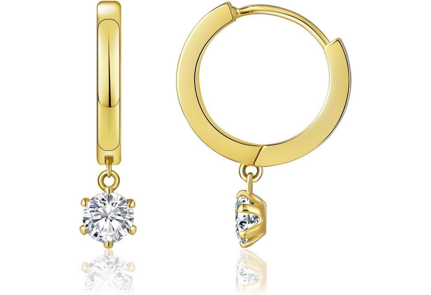 LuxusKollektion Schmuckset Creolen Silber 925 Damen mit Stein Moissanite Zirkonia Ohrhänger Gold von LuxusKollektion