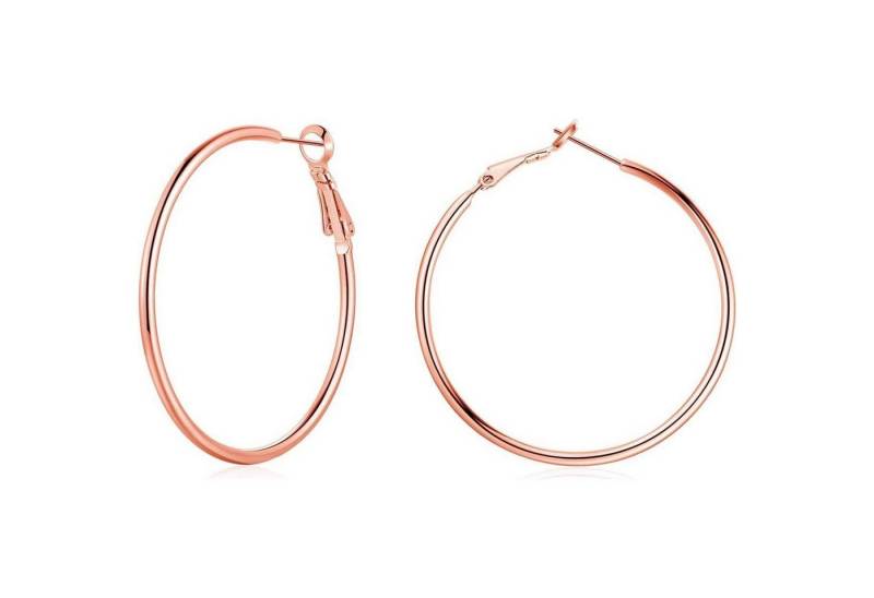 LuxusKollektion Schmuckset Creolen Silber 925 Set Damen 40 50 60mm Klapp Rund Rose Gold 40mm von LuxusKollektion