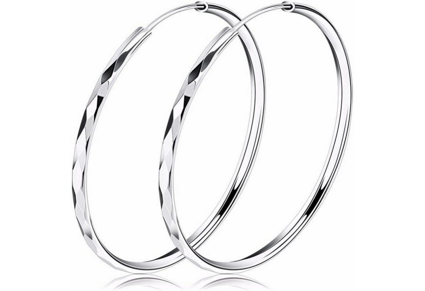 LuxusKollektion Schmuckset Creolen Silber 925 Sterling Huggie Klapp Hoop Damen Durchmesser 50mm von LuxusKollektion