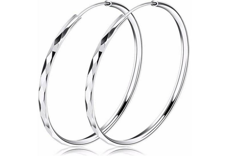 LuxusKollektion Schmuckset Creolen Silber 925 Sterling Huggie Klapp Hoop Damen Durchmesser 50mm von LuxusKollektion