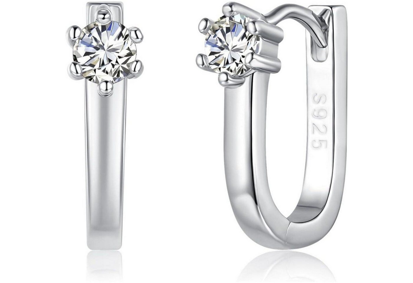 LuxusKollektion Schmuckset Creolen Silber 925 Sterling Zirkonia Oval Uförmig Damen C-Silber von LuxusKollektion