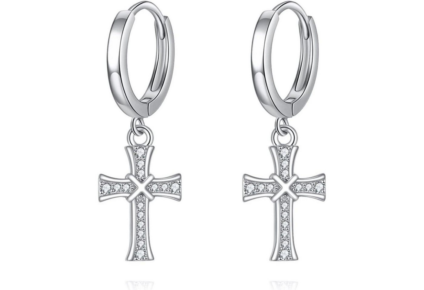 LuxusKollektion Schmuckset Creolen Sterling Silber Kreuz Sterne Damen Herren Kreuz-CZ von LuxusKollektion