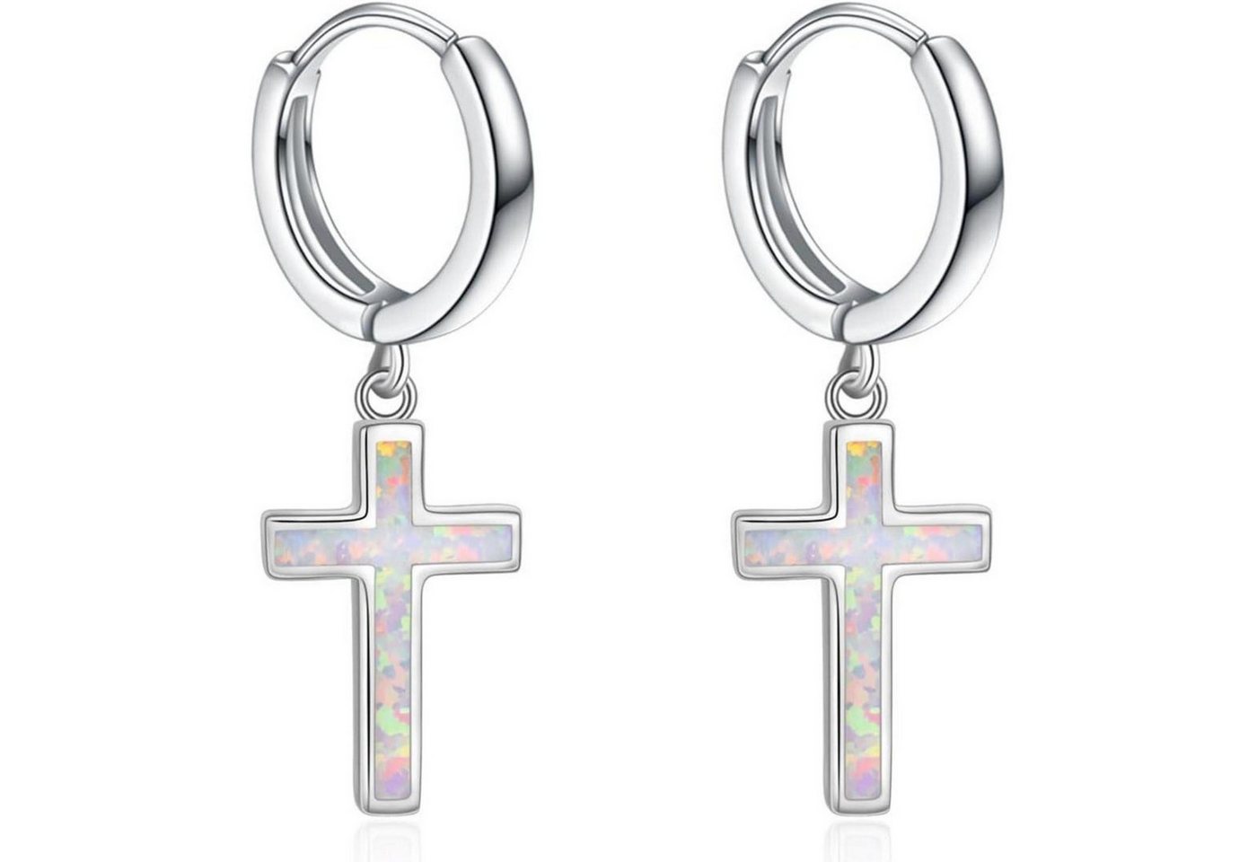 LuxusKollektion Schmuckset Creolen Sterling Silber Kreuz Sterne Damen Herren Opal Kreuz Creolen von LuxusKollektion