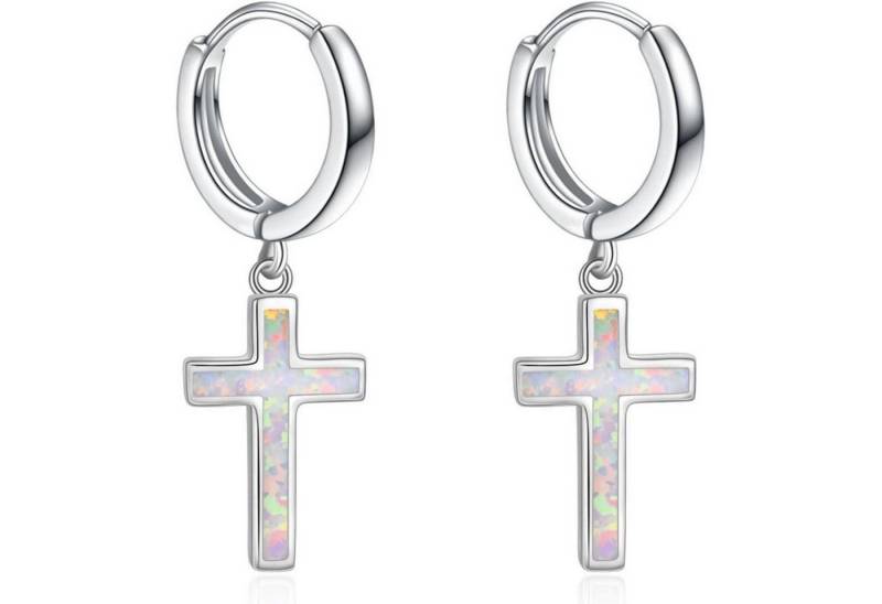 LuxusKollektion Schmuckset Creolen Sterling Silber Kreuz Sterne Damen Herren Opal Kreuz Creolen von LuxusKollektion