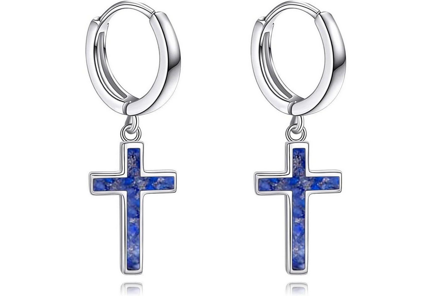 LuxusKollektion Schmuckset Creolen Sterling Silber Sterne Damen Herren Kreuz Ohrringe-Lapislazuli von LuxusKollektion