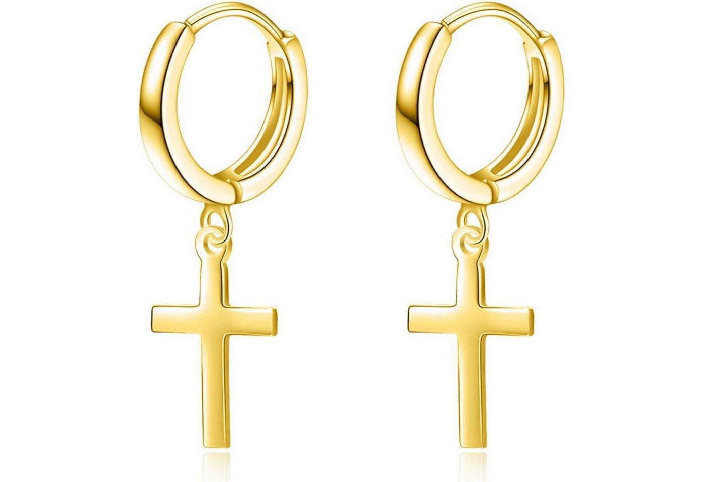 LuxusKollektion Schmuckset Creolen Sterling Silber schwarz Kreuz Sterne Damen Gold Kreuz Creolen von LuxusKollektion