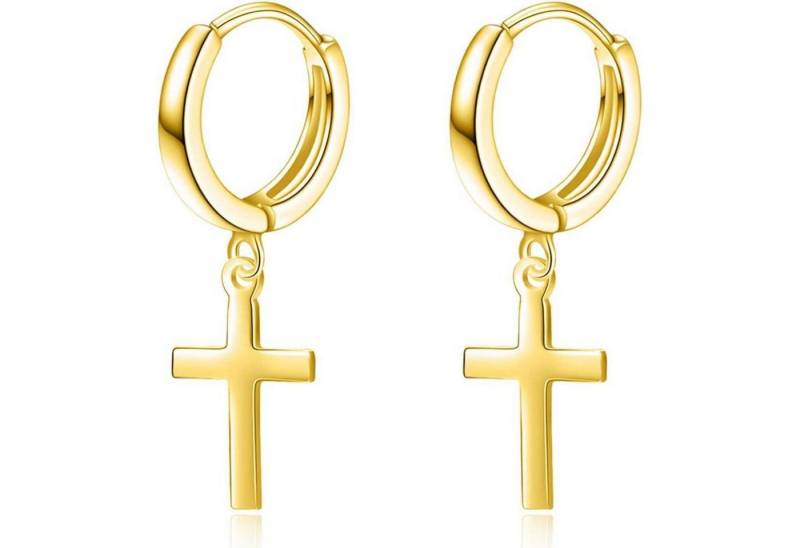 LuxusKollektion Schmuckset Creolen Sterling Silber schwarz Kreuz Sterne Damen Gold Kreuz Creolen von LuxusKollektion