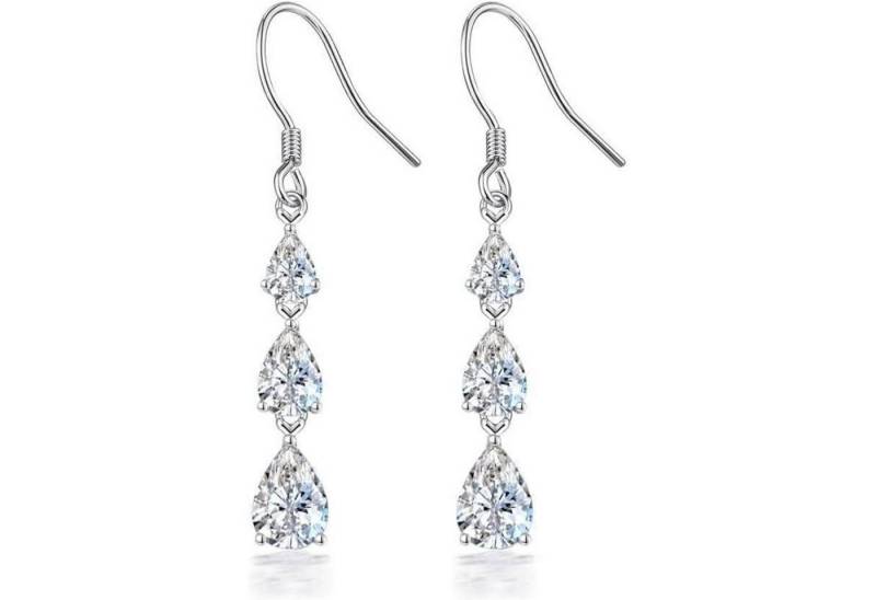 LuxusKollektion Schmuckset Damen Ohrringe Silber 925 Herz Zirkon Mondstein Ohrhänger Geschenk von LuxusKollektion