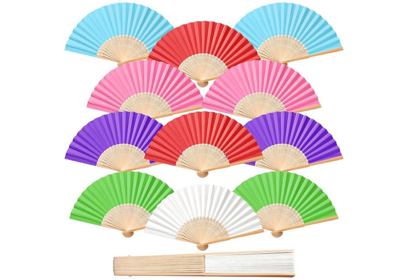 LuxusKollektion Schmuckset Fächer Hochzeit Handfächer Faltfächer Gastgeschenk 12PCS Mehrfarbig von LuxusKollektion