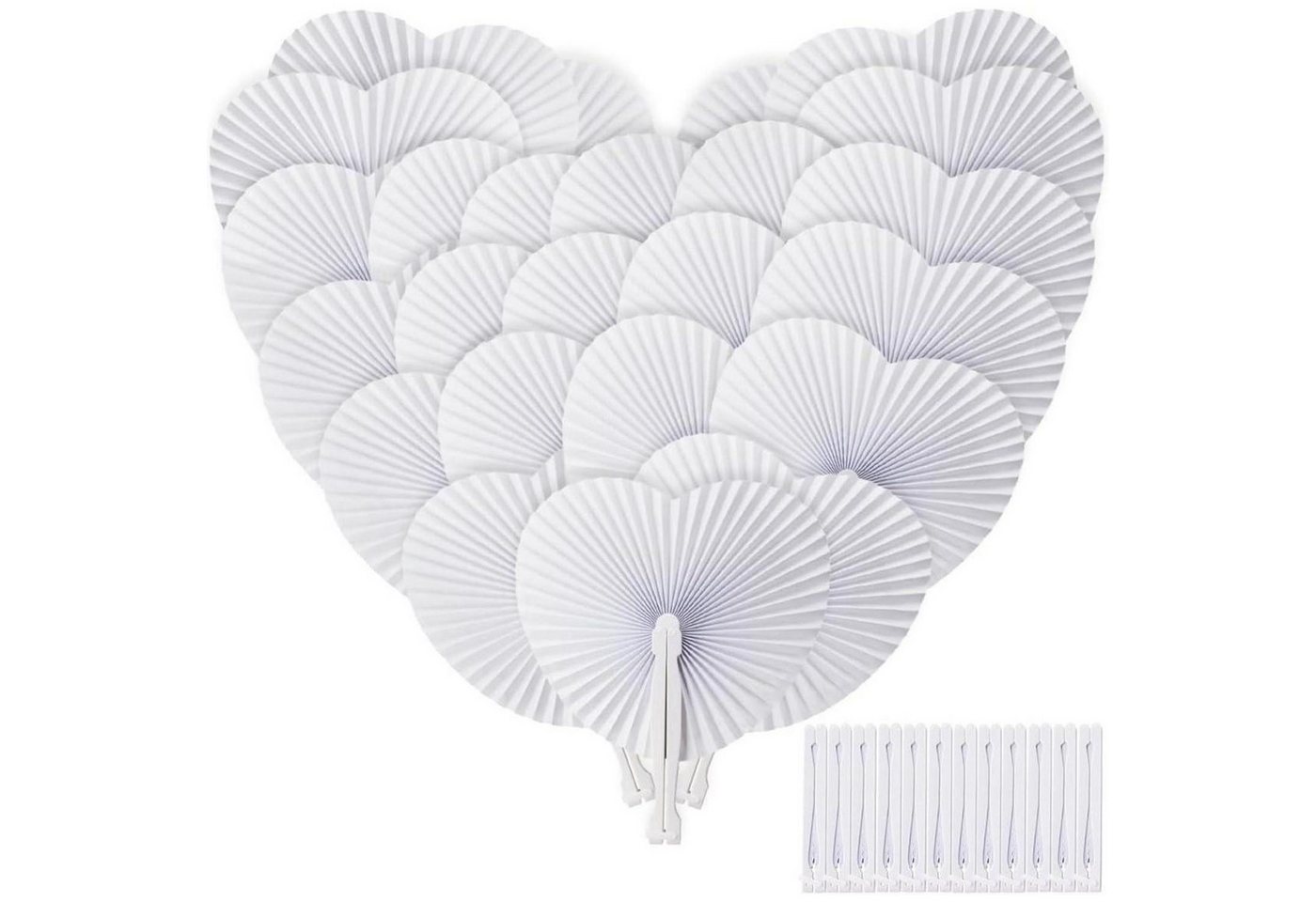 LuxusKollektion Schmuckset Fächer Hochzeit Handfächer Papierfächer Faltfächer Party 36 Stück Weiß von LuxusKollektion