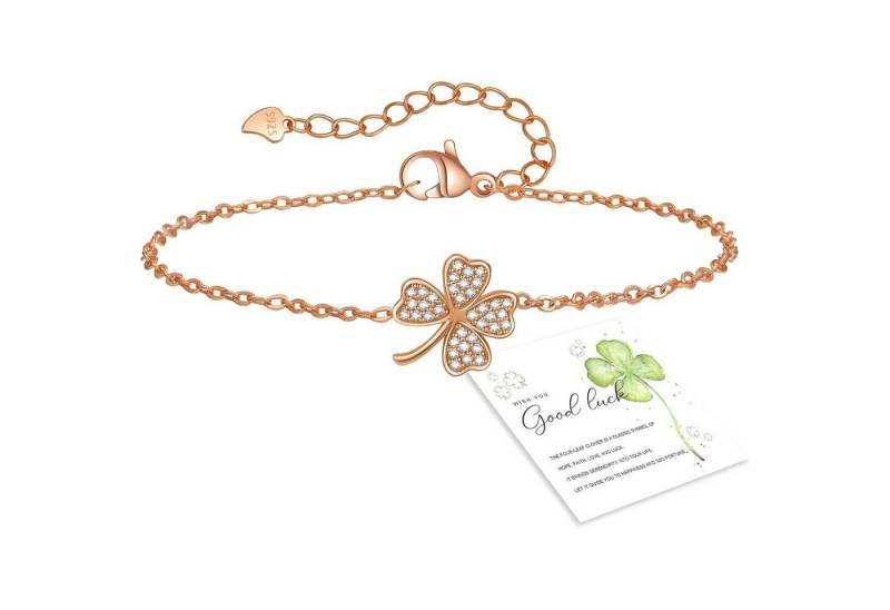 LuxusKollektion Schmuckset Glücksarmband Damen Silber Kleeblatt Gold Verstellbar rosegold-Clover von LuxusKollektion