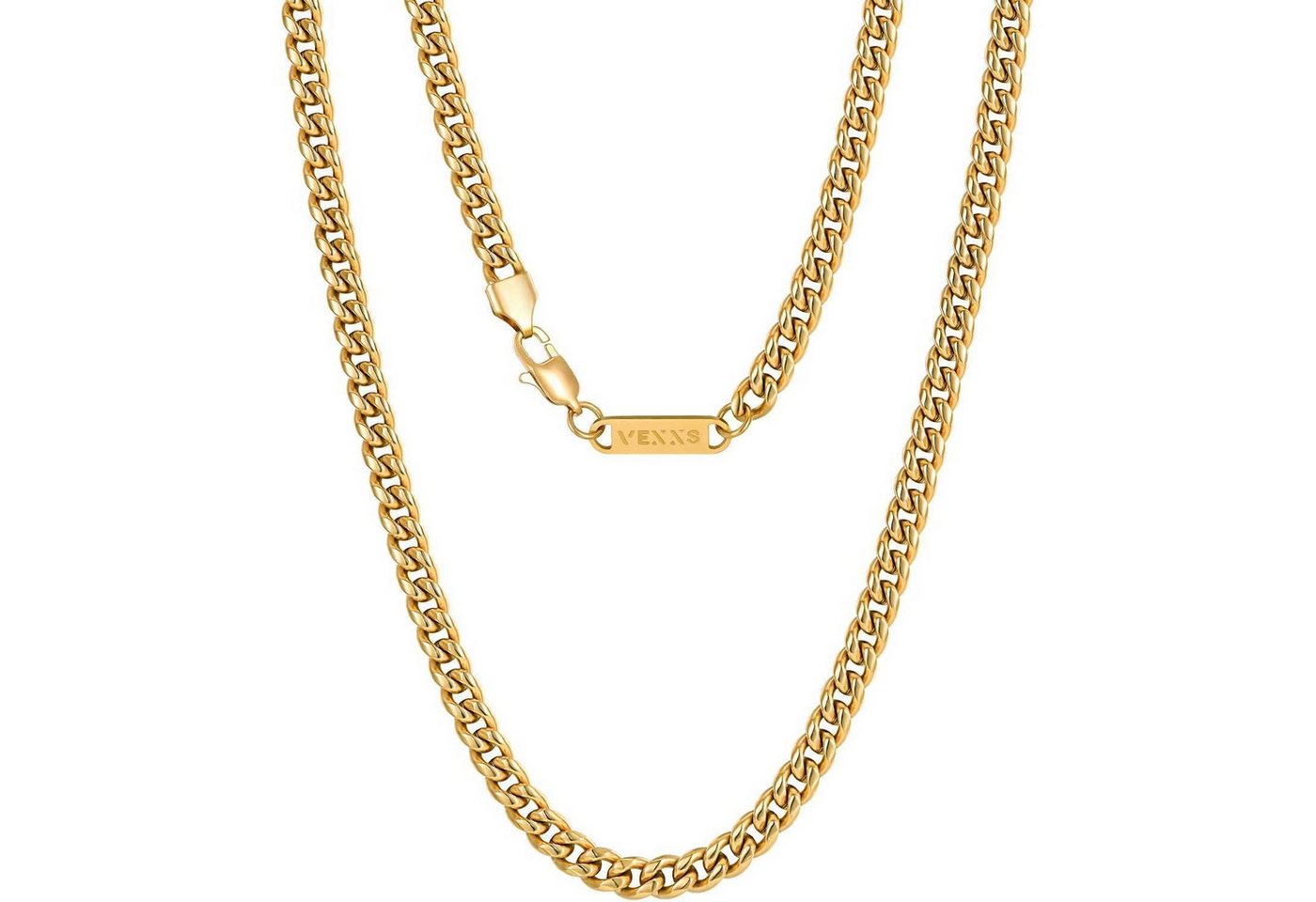 LuxusKollektion Schmuckset Halskette Herren 18K Gold Cuban Nickelfrei Golden-4mm 66.0 Zentimeter von LuxusKollektion