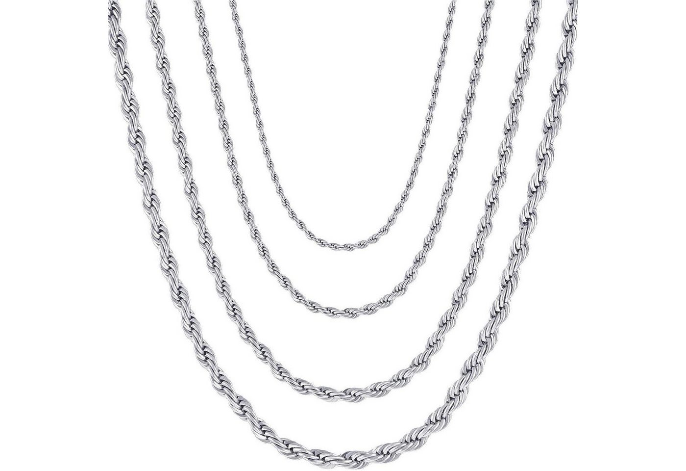 LuxusKollektion Schmuckset Halskette Herren Damen Edelstahl 75.0 Zentimeter Breite 4.0mm 1 Stücke von LuxusKollektion