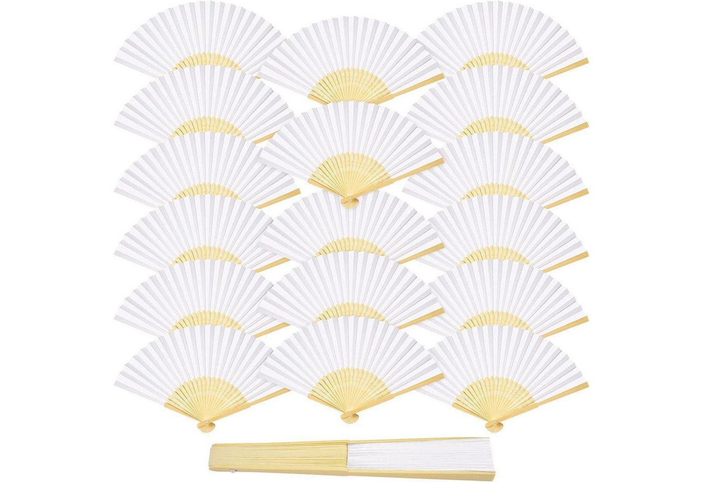 LuxusKollektion Schmuckset Handfächer Faltfächer weiß Hochzeit Gastgeschenk 18PCS WHITE von LuxusKollektion