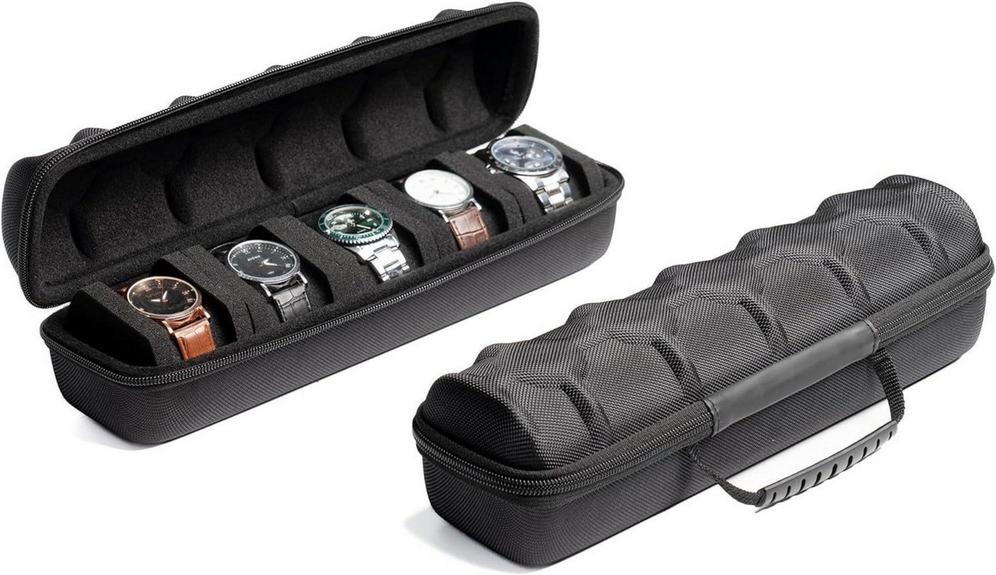 LuxusKollektion Schmuckset Hartes Uhren-Reiseetui mit 5 Fächern und Anti-Bewegungs-Uhrenkissen von LuxusKollektion