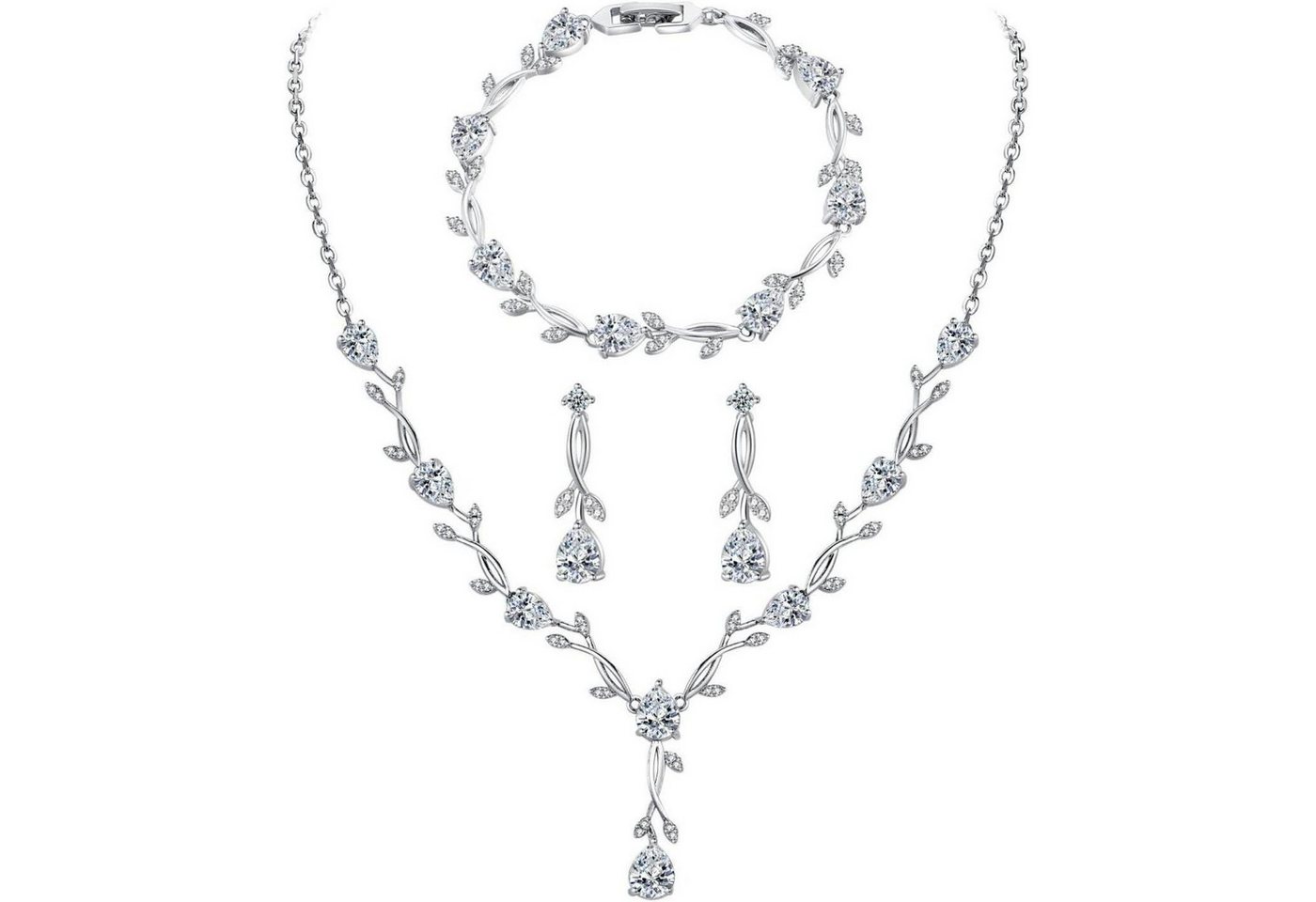 LuxusKollektion Schmuckset Hochzeit Schmuckset Damen Sterling Silber 925 Zirkonia Brautschmuck von LuxusKollektion