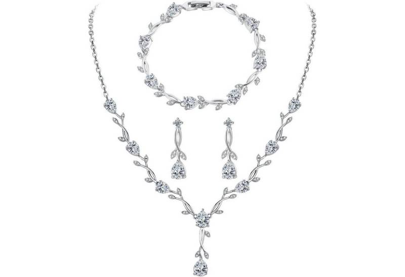 LuxusKollektion Schmuckset Hochzeit Schmuckset Damen Sterling Silber 925 Zirkonia Brautschmuck von LuxusKollektion